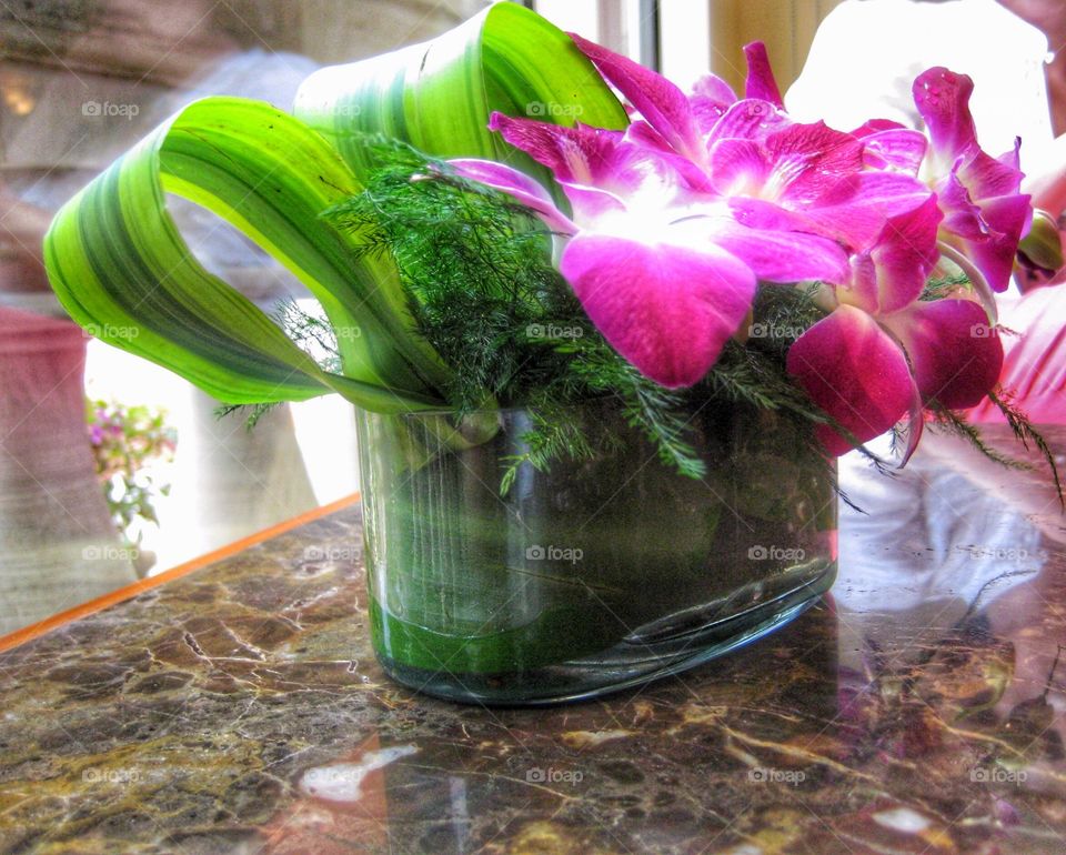 Flowers. Tropical Pink Floral Arrangement