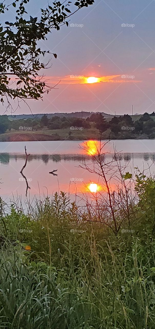 Beautiful sunset at a hidden lake