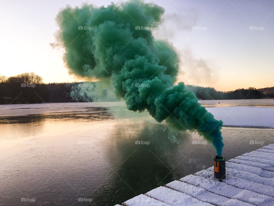 Smoke stack with green smoke