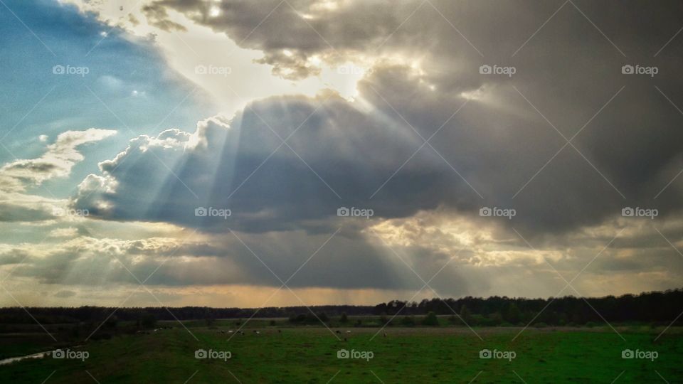 Storm clouds over field