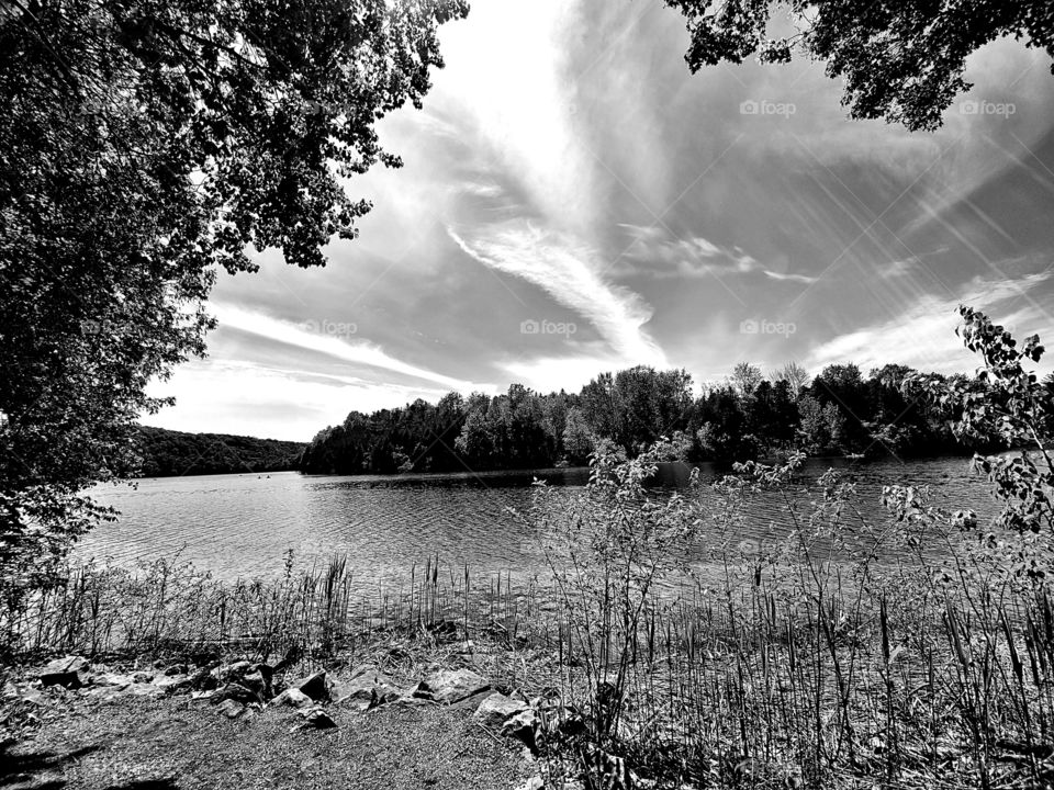For a "Green lake" the serenity of this is easily  captured in black and white.
