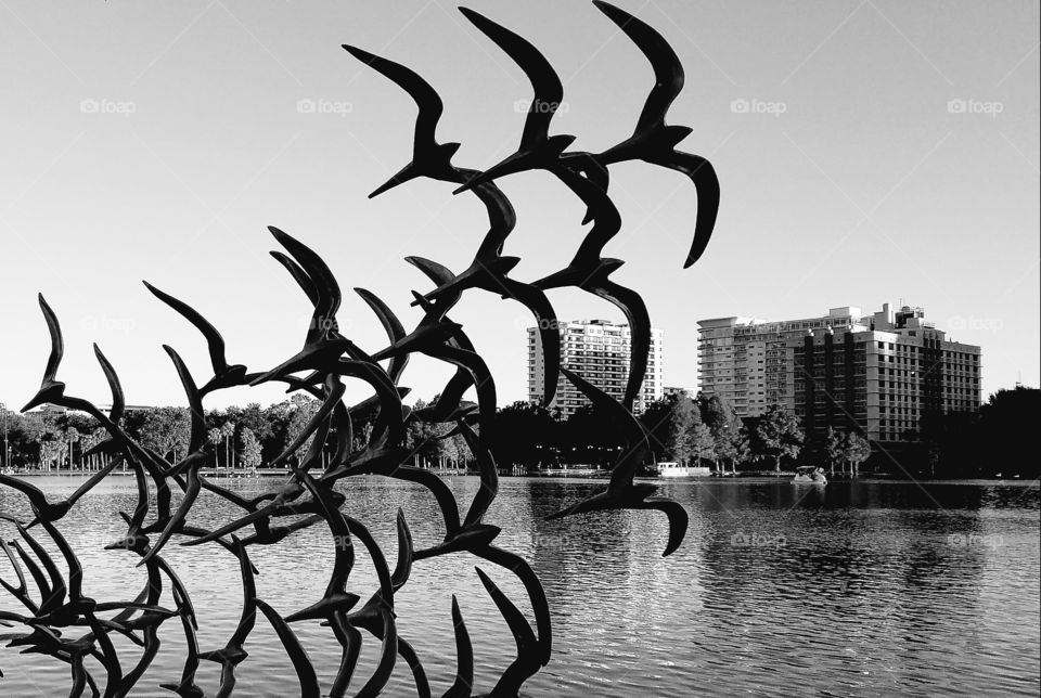 Sculpture on Lake Eola in Orlando, Florida