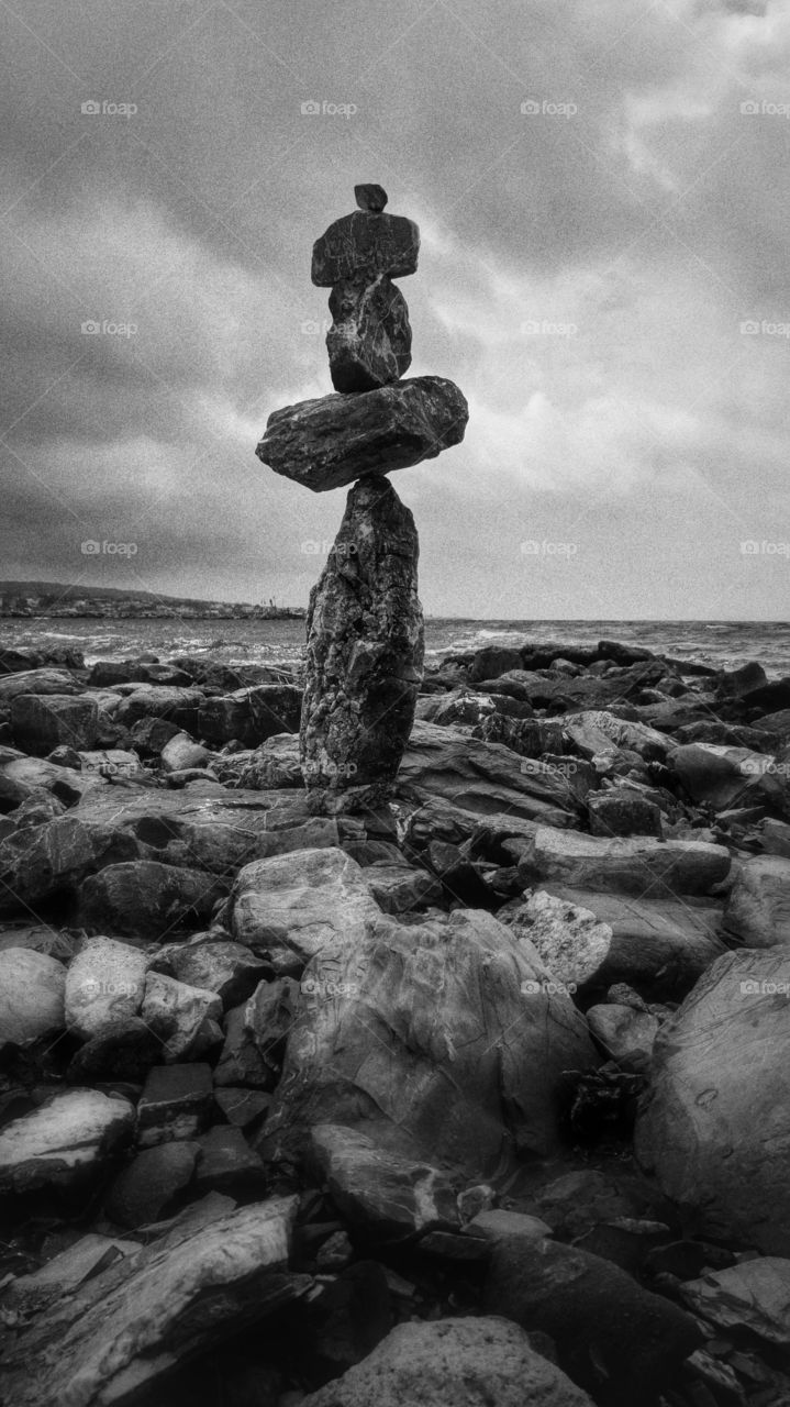 Stone tower on the beach
