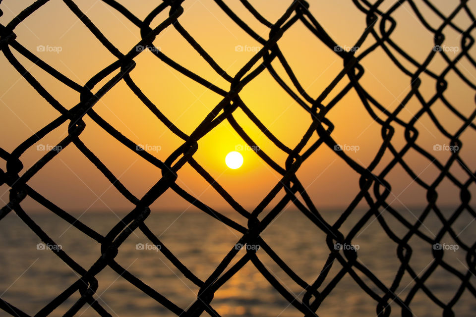 sunset with net