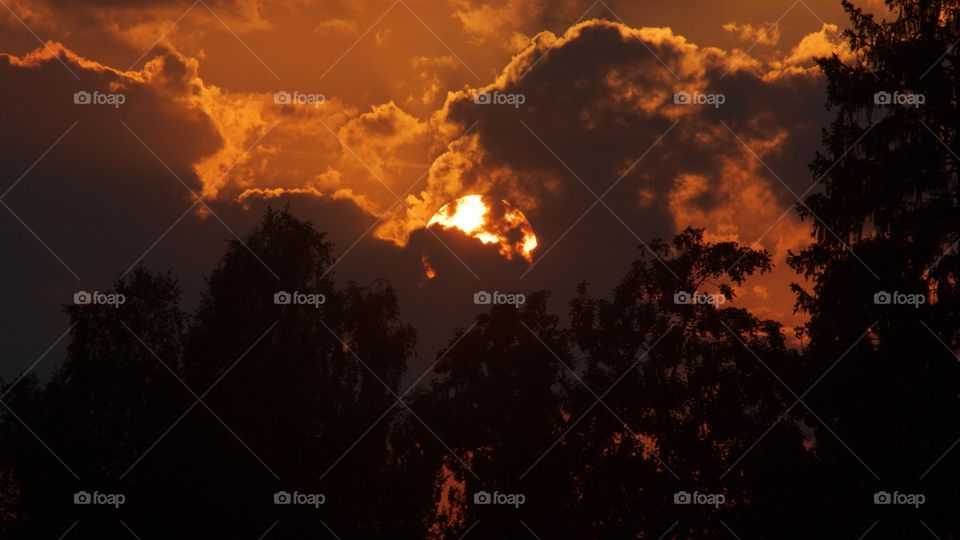 Cloudy sky at sunset