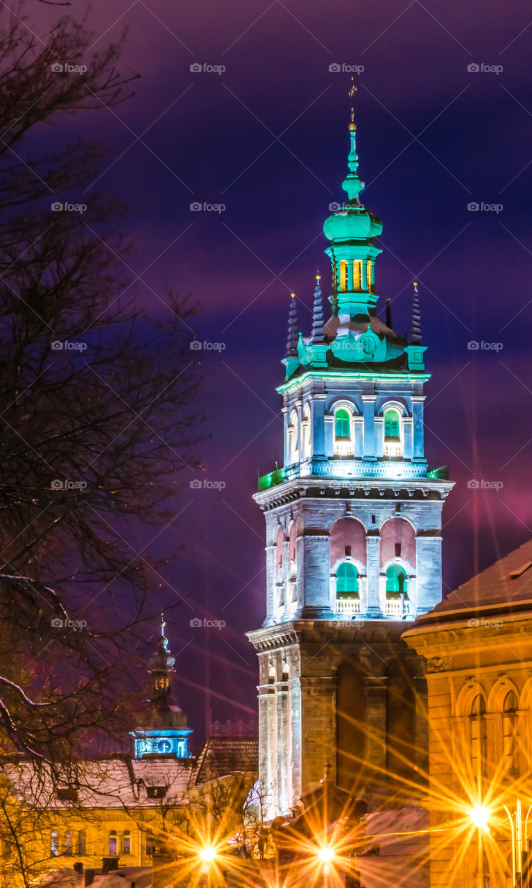 Night Lviv city scene