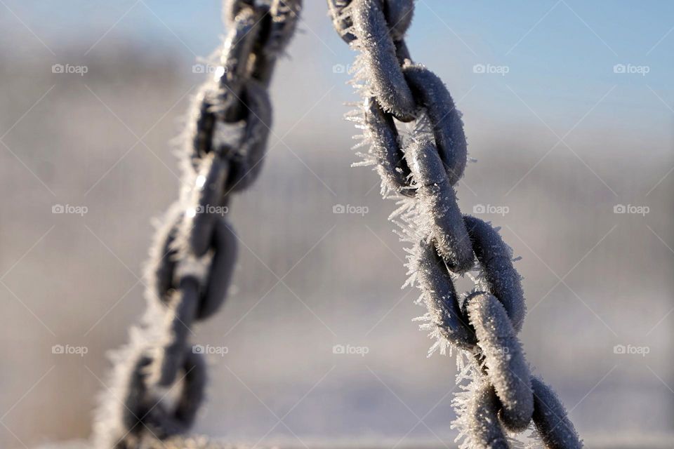 Metal chain in frost