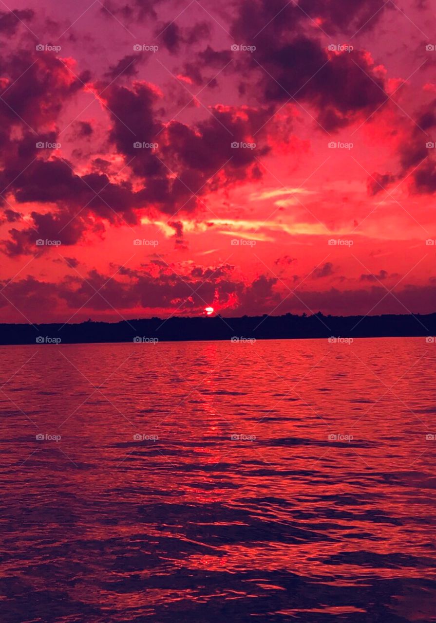 Sunset over Hamlin Lake—taken in Ludington, Michigan 