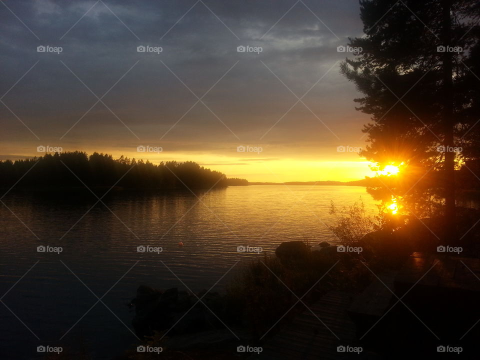 August Sunset by the lake in Finland 