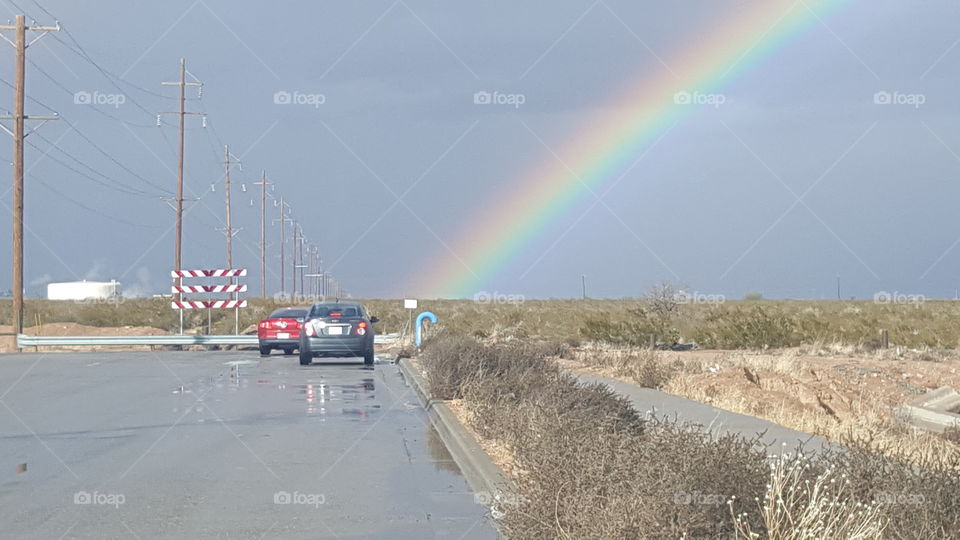 Landscape, No Person, Road, Rainbow, Weather