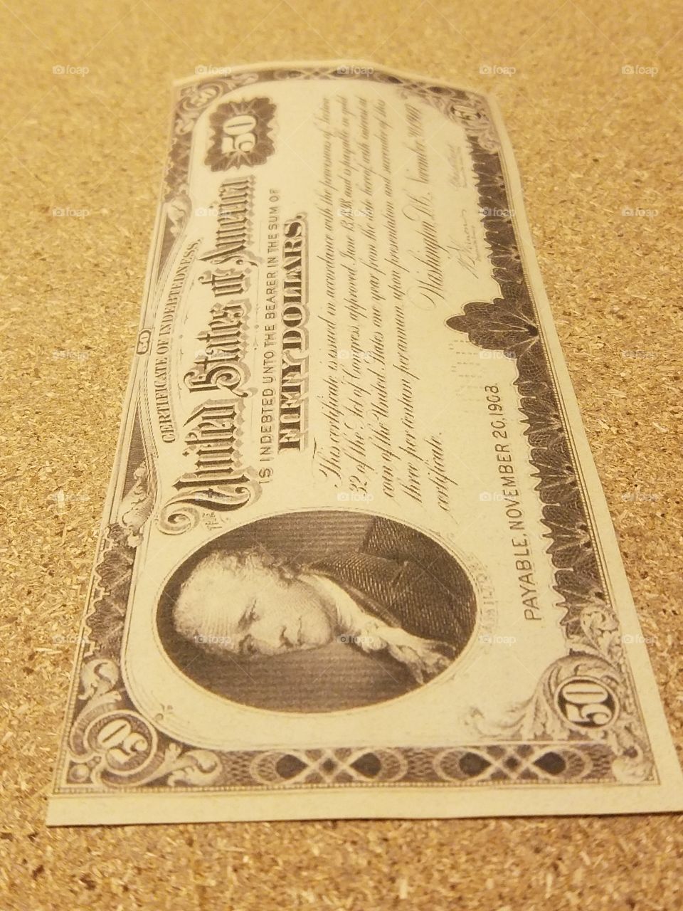 Treasury Note (19th century)

A proof of a $50 Certificate of Indebtedness of the type issued during the Panic of 1907