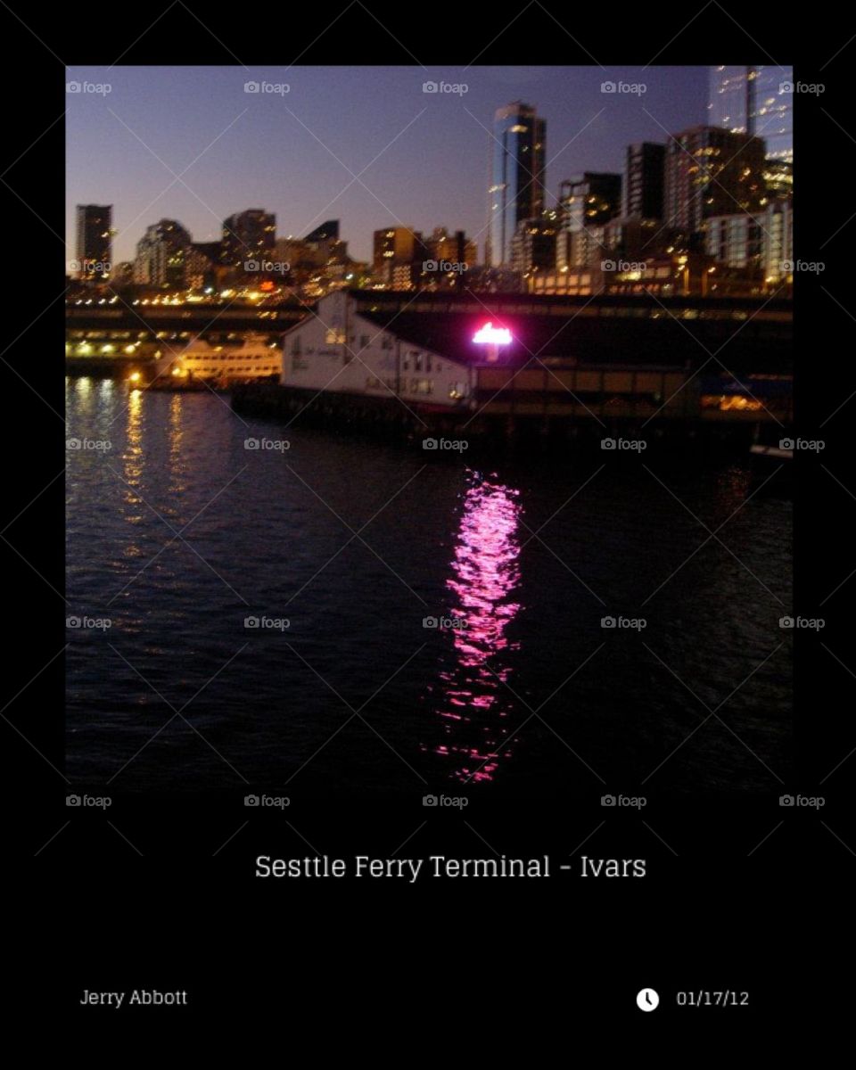Seattle, Washington Waterfront at Evening 