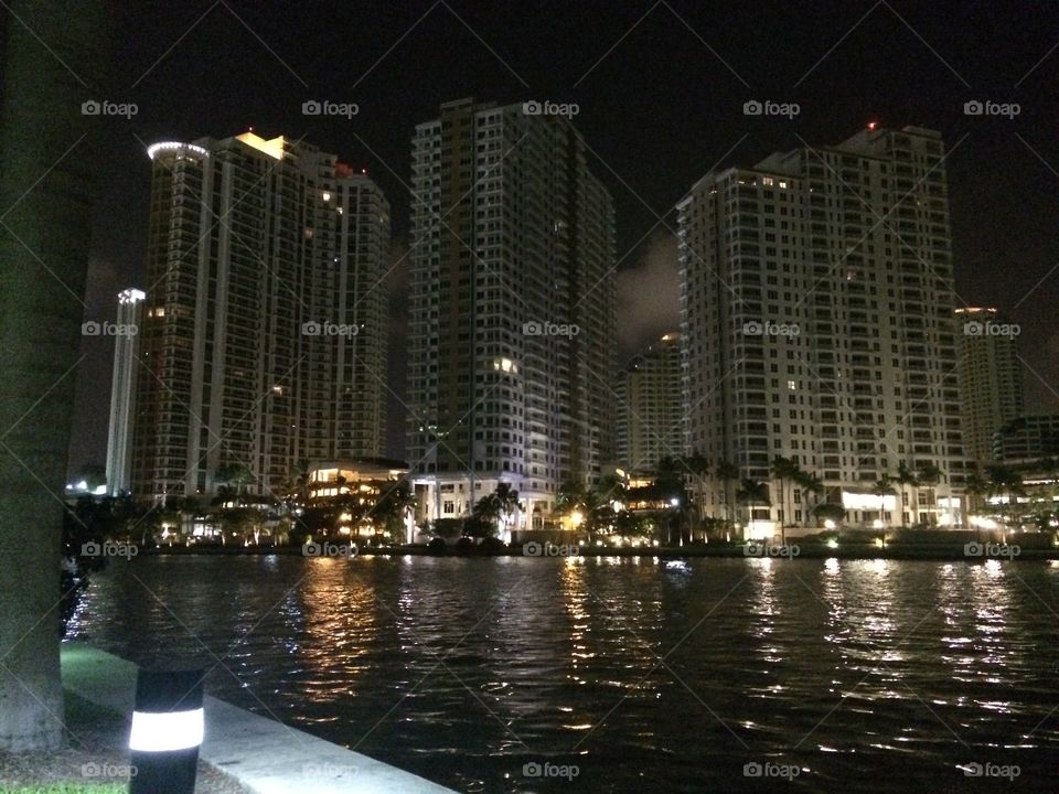 Brickell Key at Night. Brickell Key in Miami taken at night. 