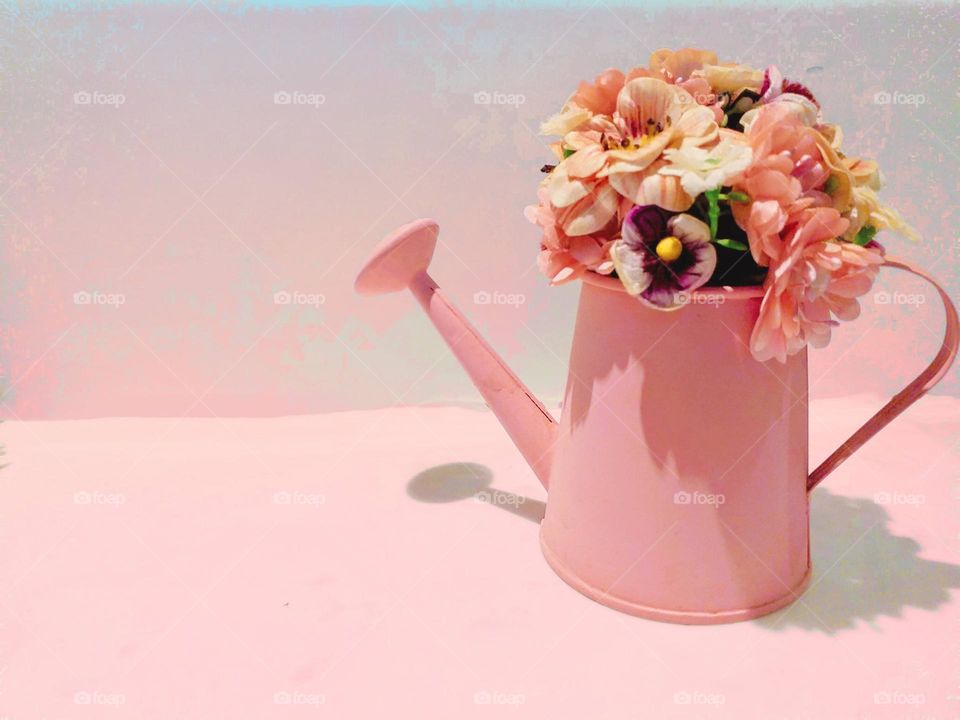 baby pink flower pot