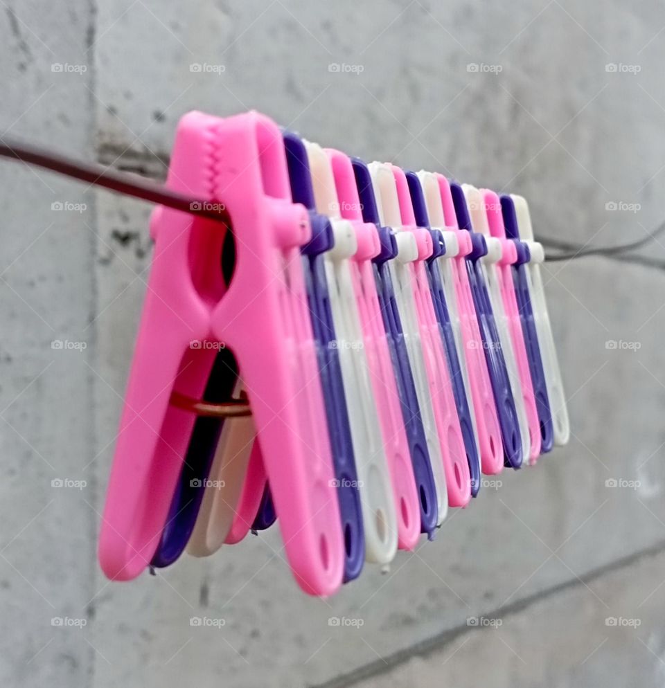 Clothespin in drying rope...