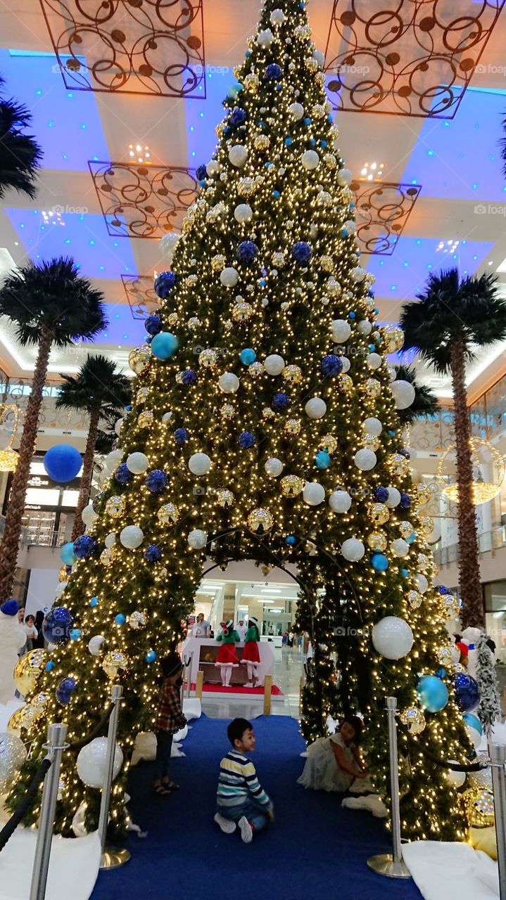 Beautiful and Enormous Christmas Tree in Burjuman Mall Dubai
