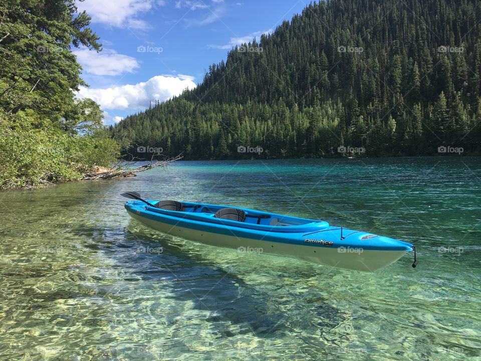  Kayak on the lake near Kamloops, British Columbia, Canada. 
