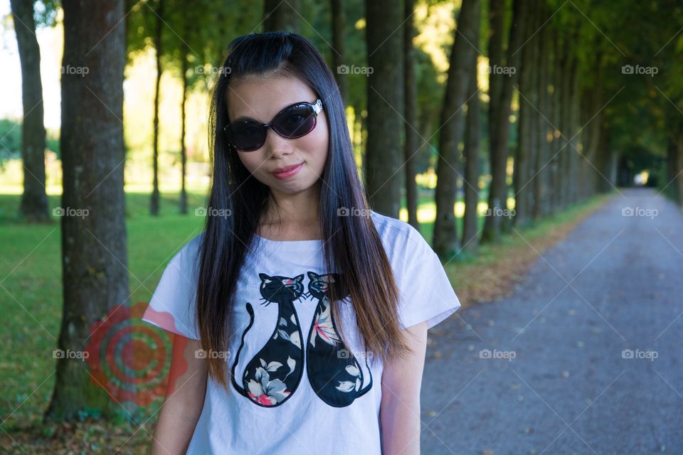 chinese woman in park