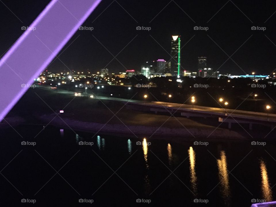 High atop the OKC Ferris Wheel at night