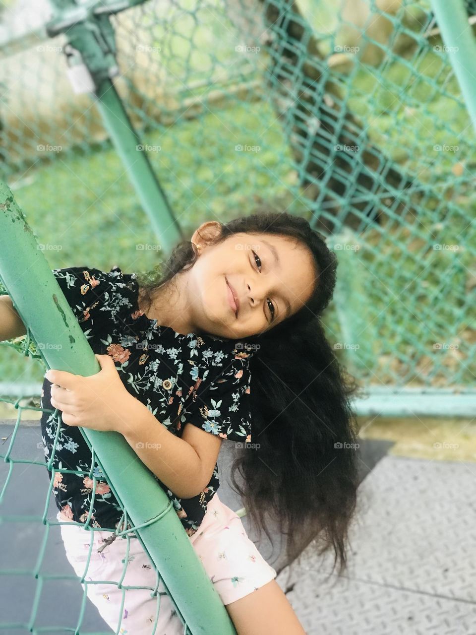 Girl with long hair and cute smile 