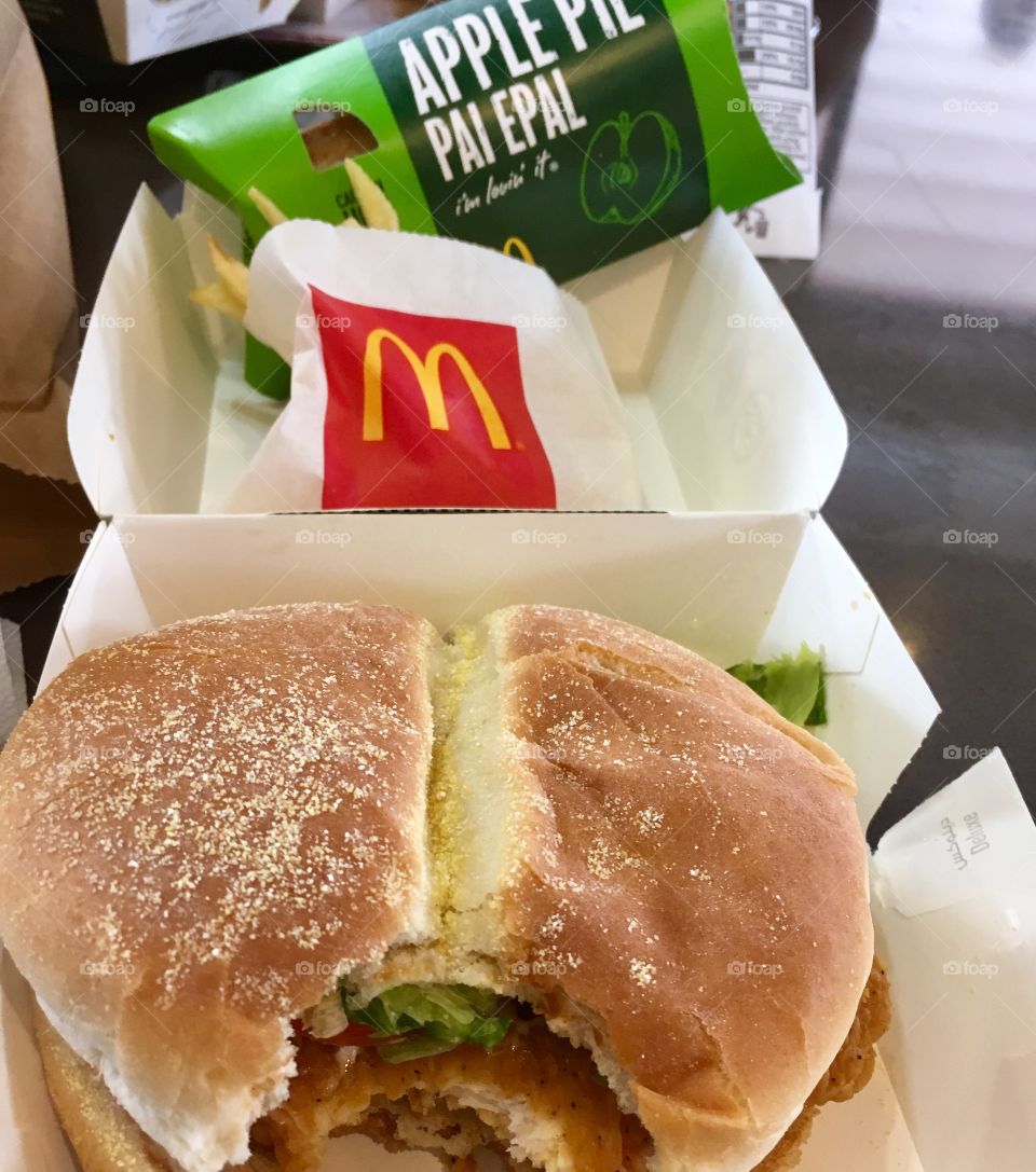 Grand chicken spicy, fries and an apple pie...always get the apple pie.