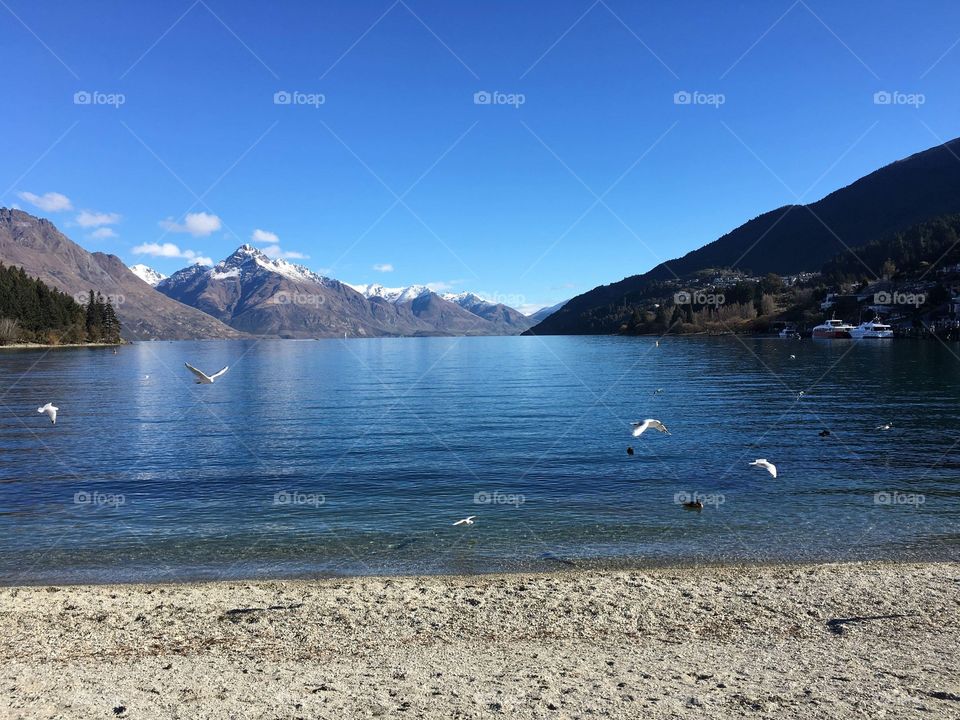Queenstown, beach in the small city