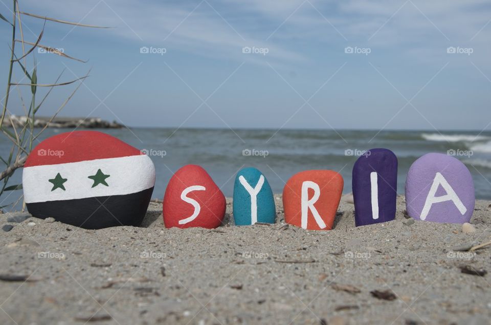 Syria, souvenir on colourful stones