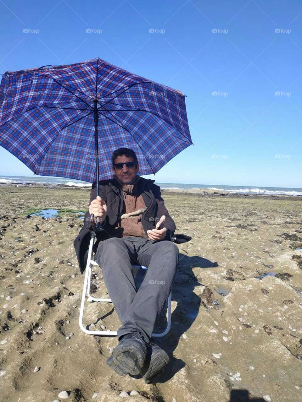 Best moment in nature near the beach under my umbrella at essaouira in Morocco.