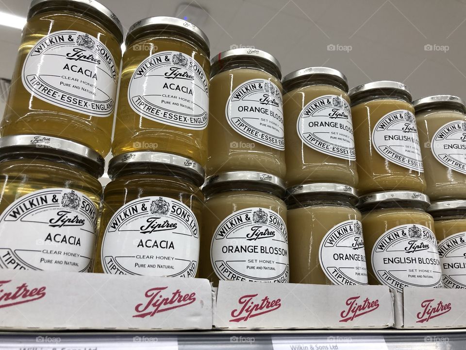 English Honey on Supermarket Shelf