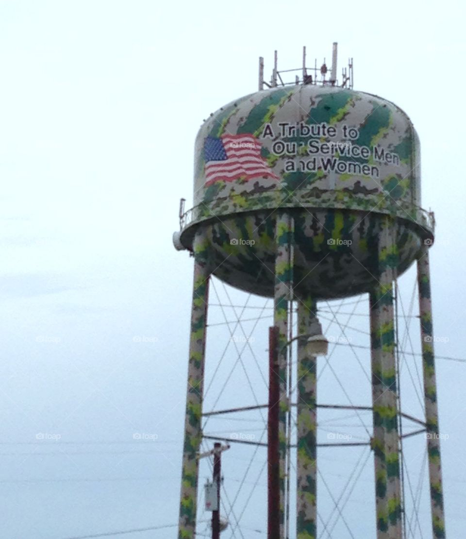 Patriotic water tower. 