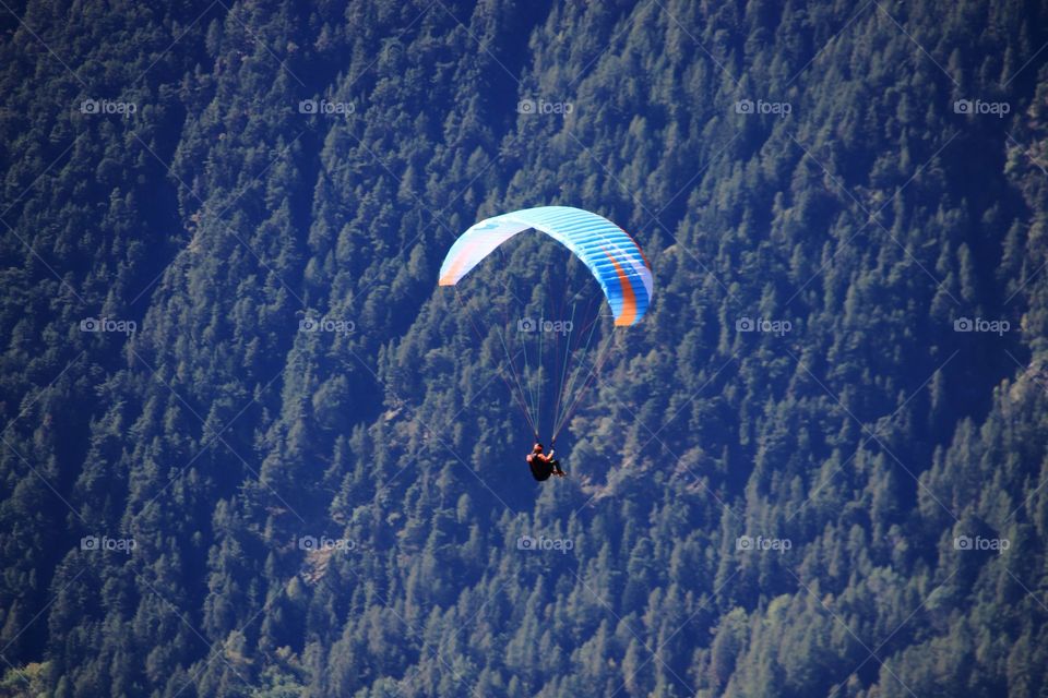 Paragliding on the forest