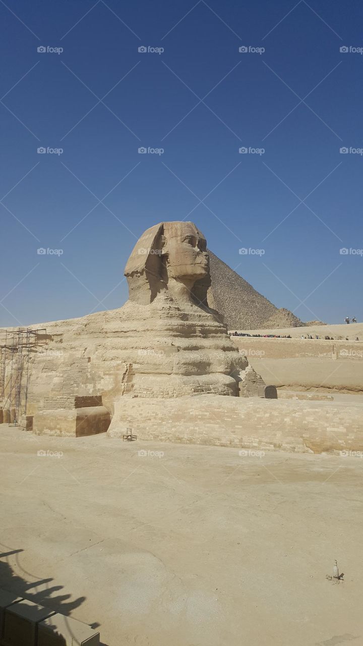 Sphinx and Pyramid at Algiza, Egypt