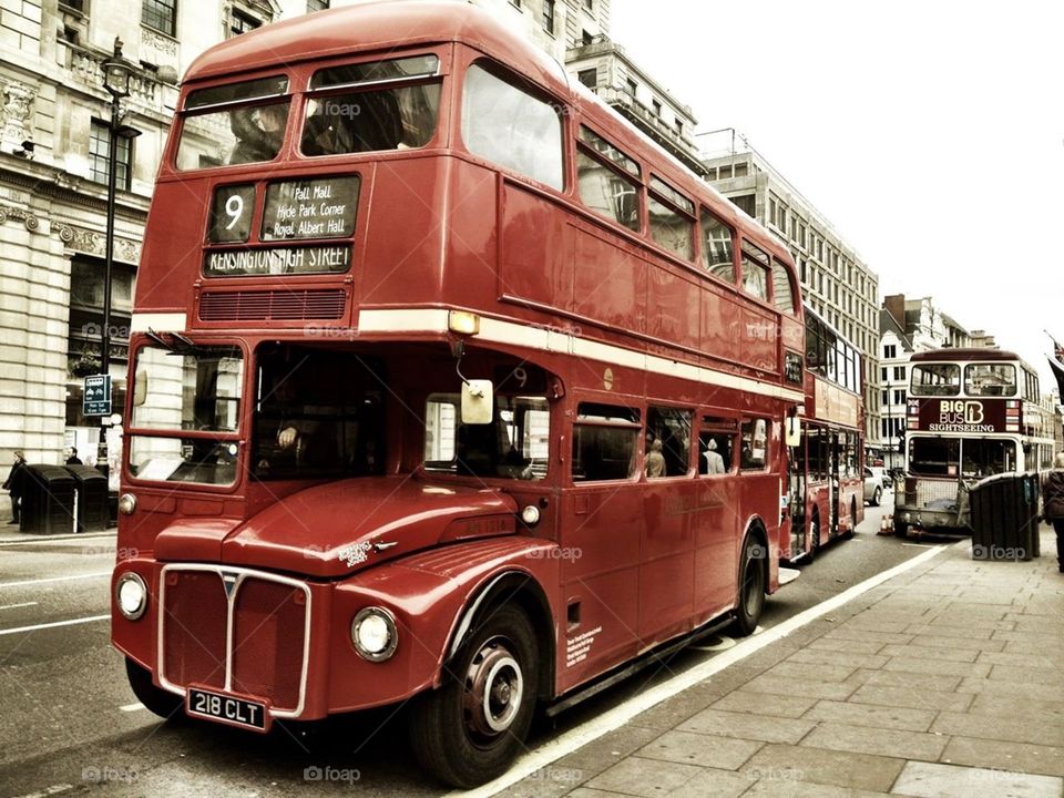 London Bus. Bus stop in London