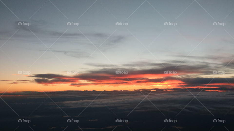 High up in the sky sunset