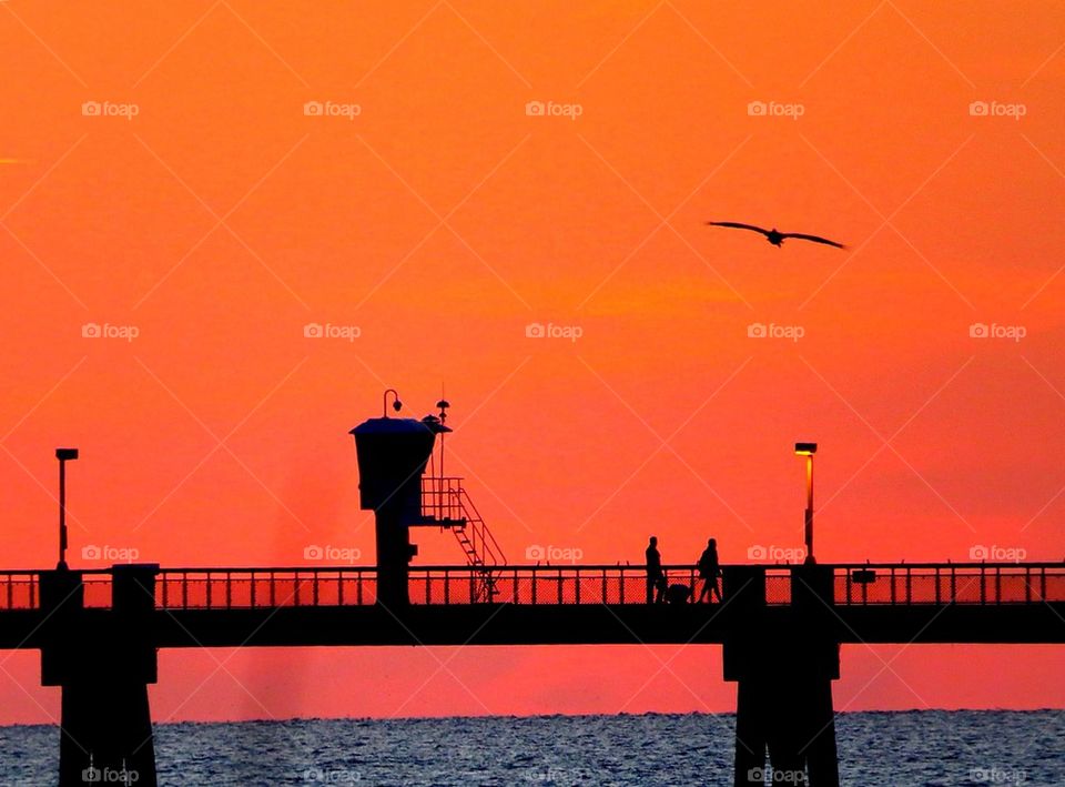 Sunset stroll on the pier