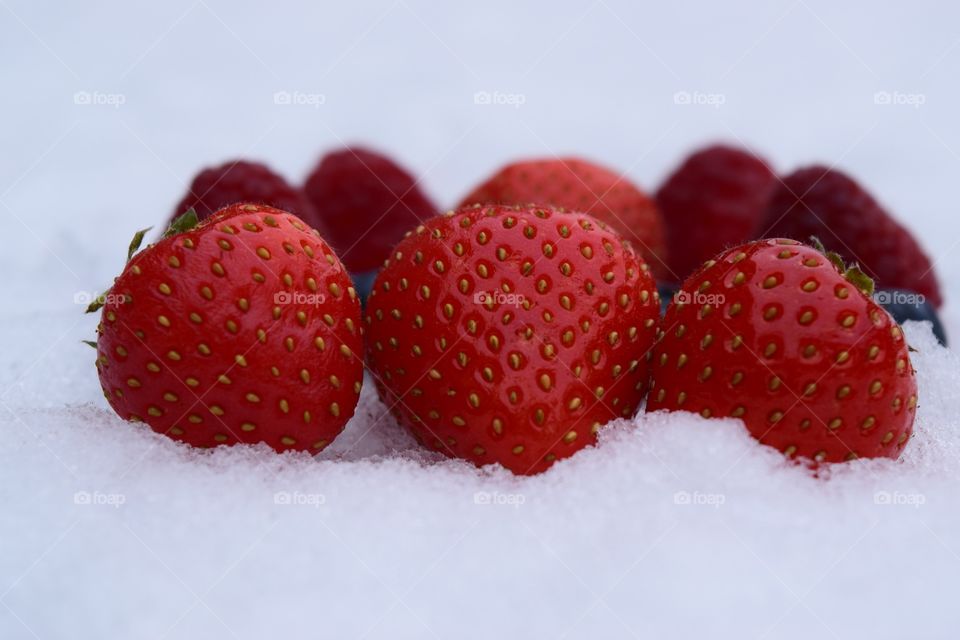 Strawberries Over Snow