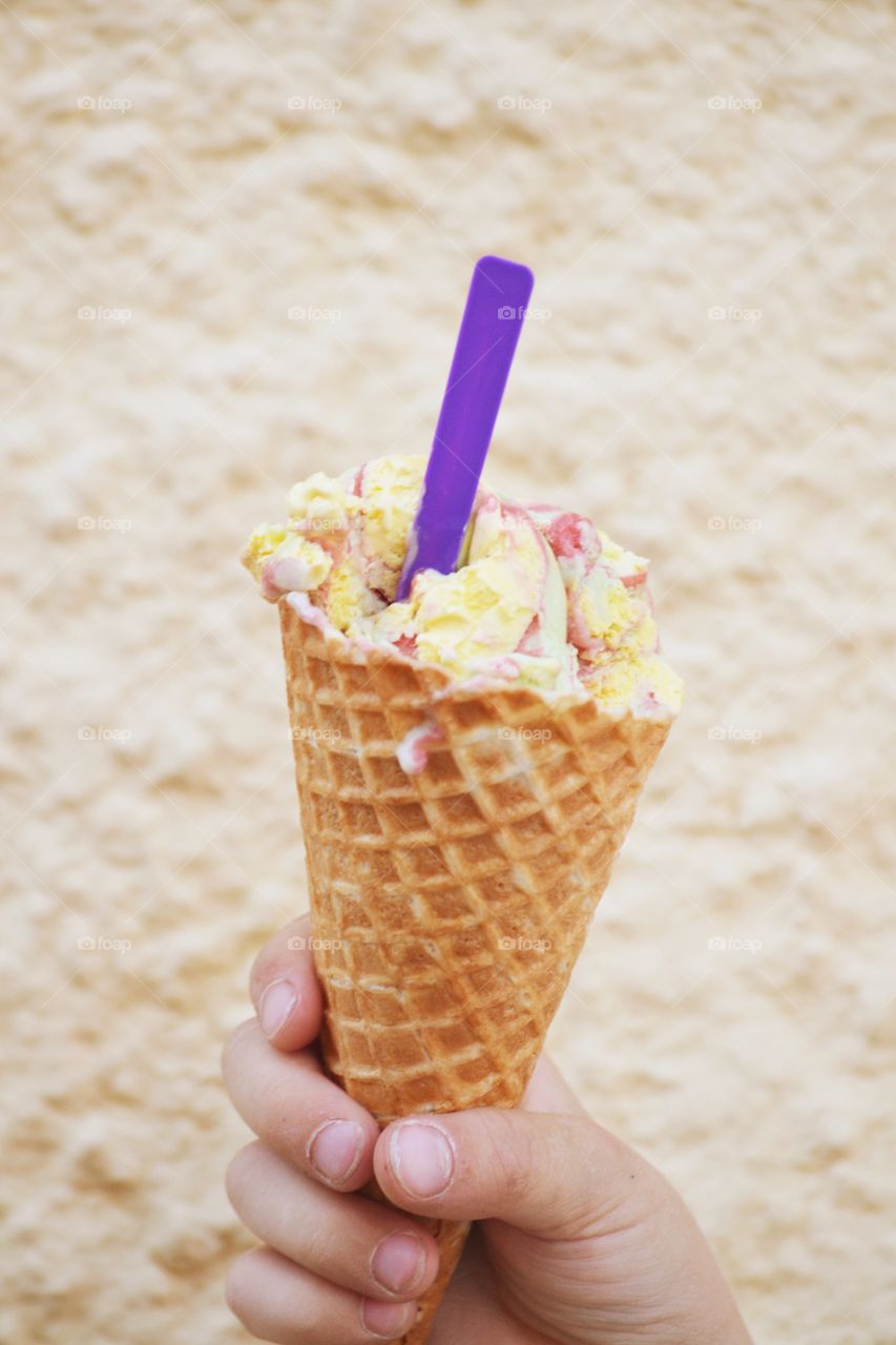 Ice cream with a spoon