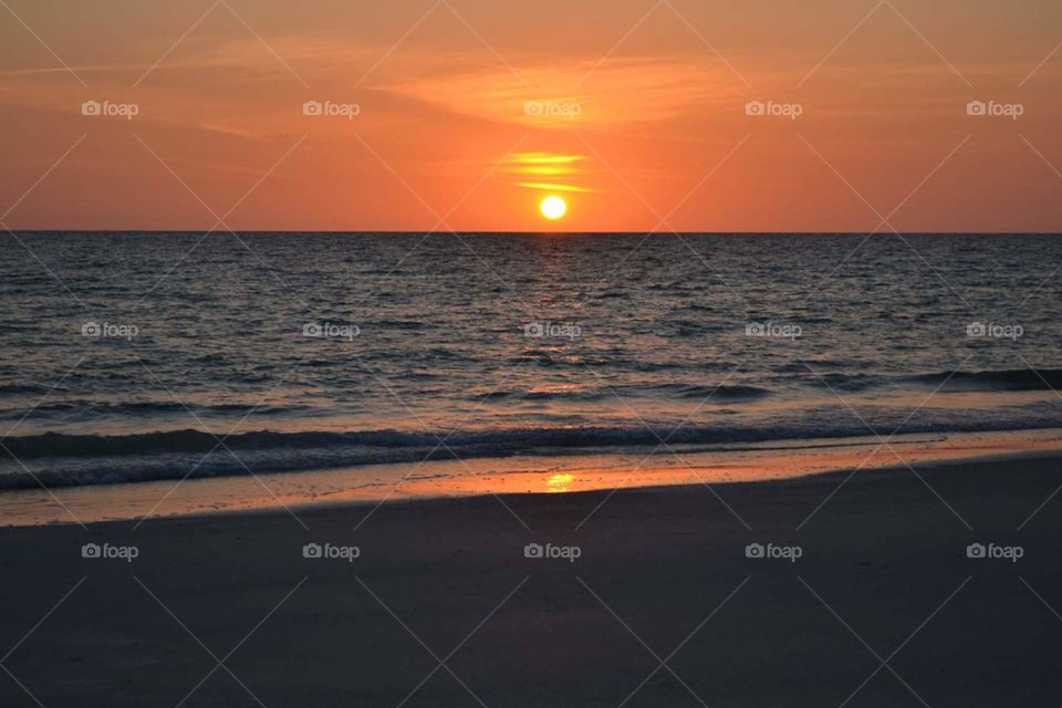 Beautiful Orange Sunset on the Water