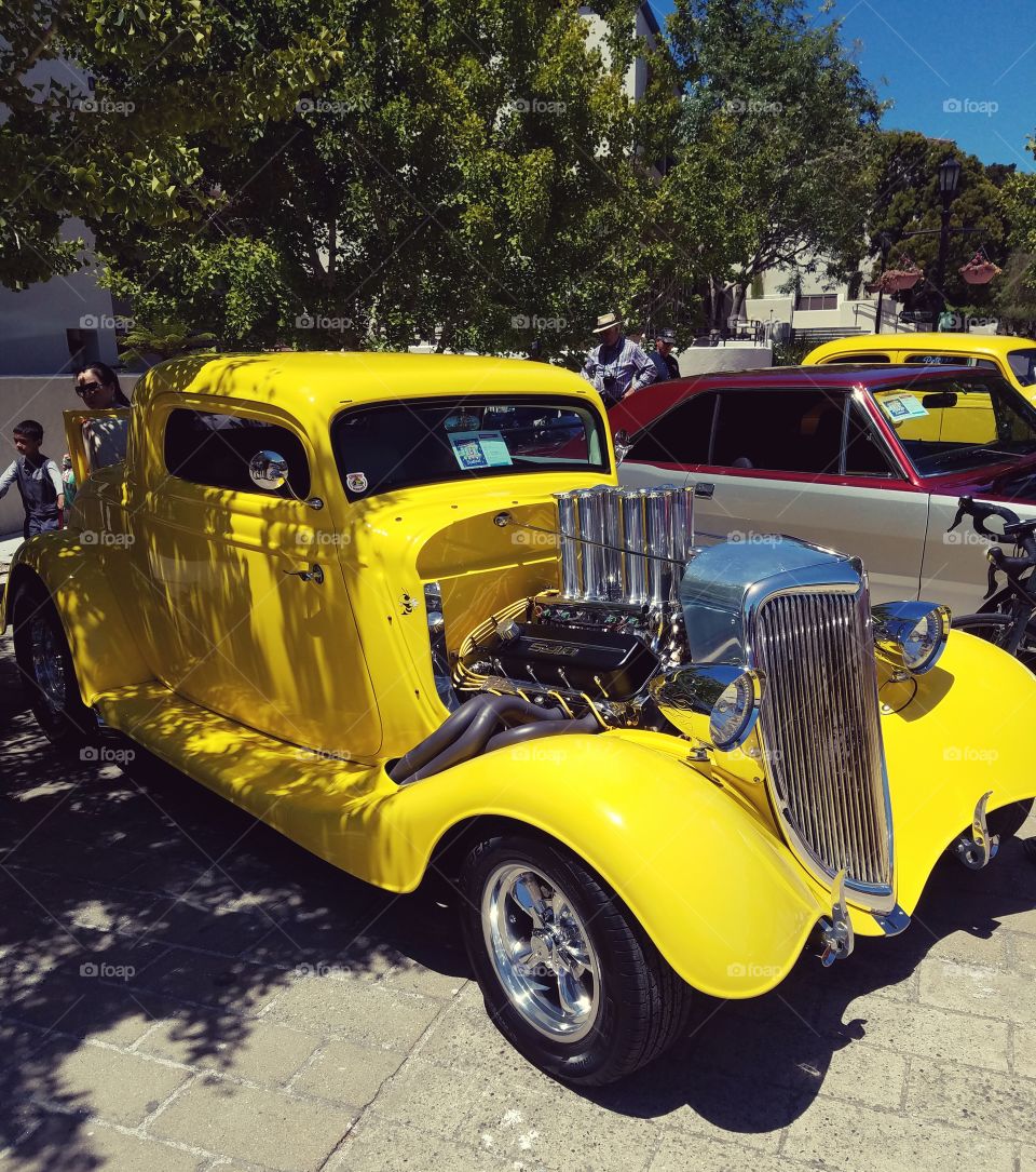 Old Vintage Retro Hotrod Yellow Car
