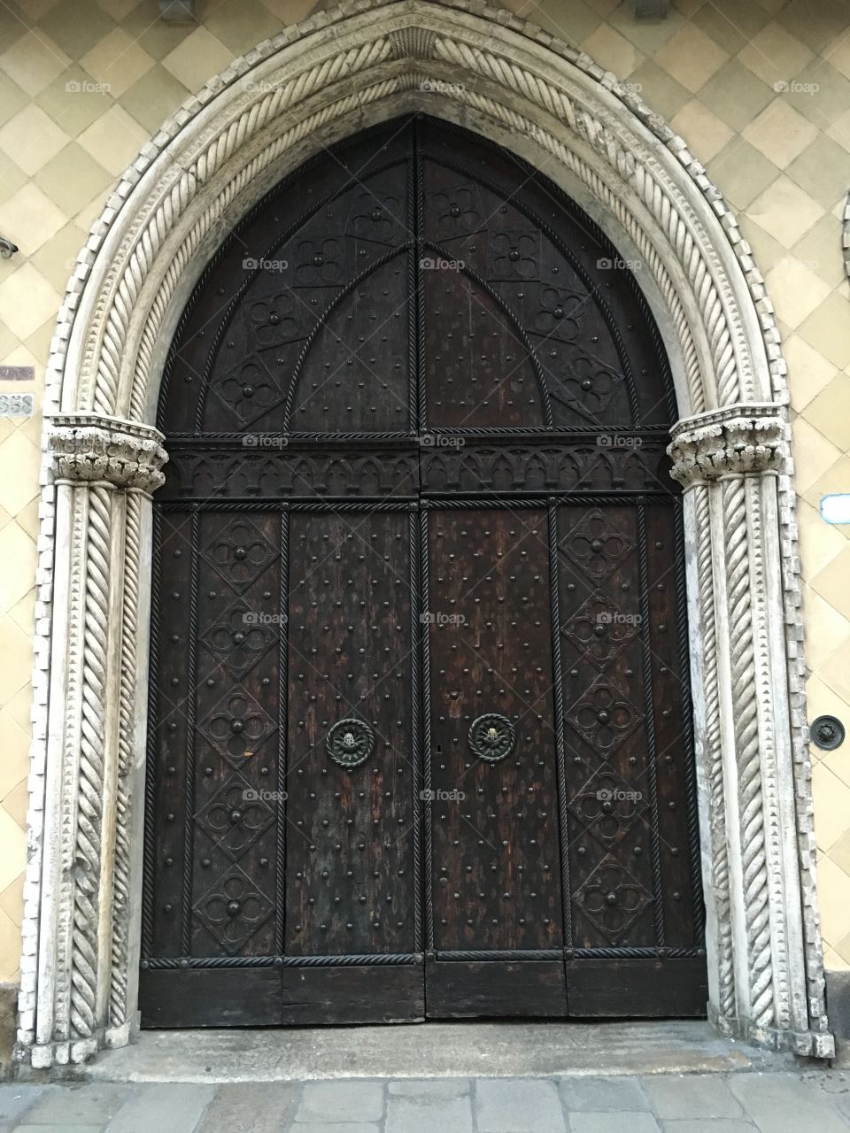 Front view of a wooden door