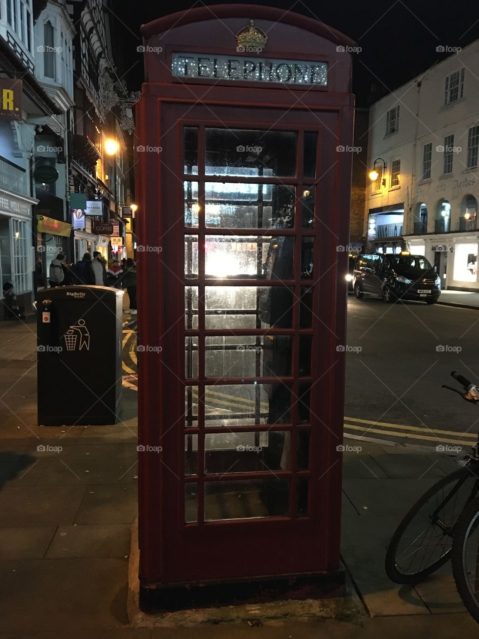 Red Telephone Kiosk in the centre of Chester 