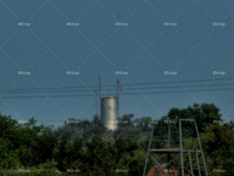 American flag. I saw this water 💦 tower that is supporting the American flag. 👣 🚶 🏃 🔥 💨