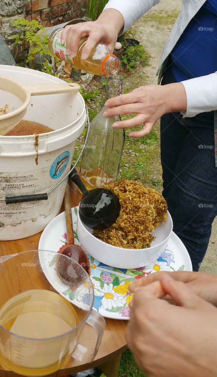 Making elderflower cordial in Wales