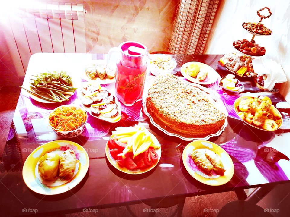 festive table with oriental sweets