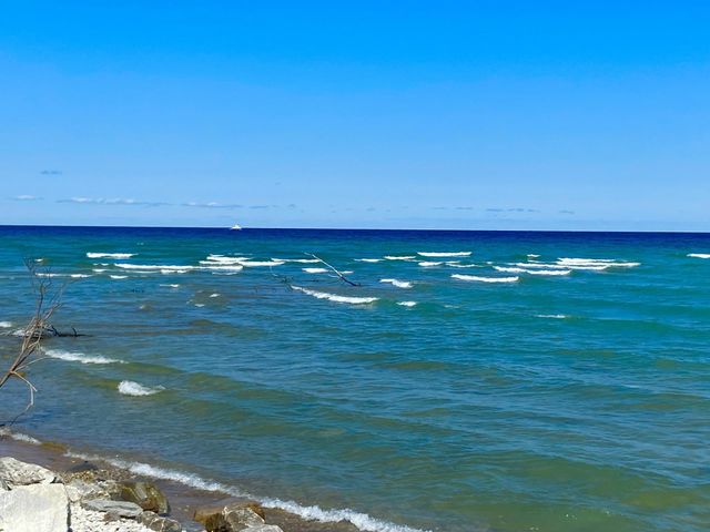Beautiful blue waters of Lake Michigan in Northern Michigan near Charlevoix