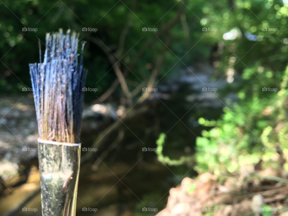 Paint brush in nature stream