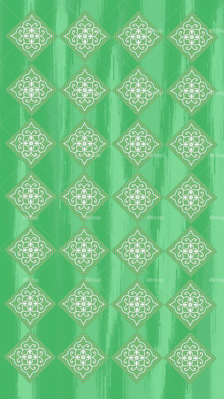 Fabric patterns, graphic patterns, tile patterns, Thai patterns Simple style on a white bright green