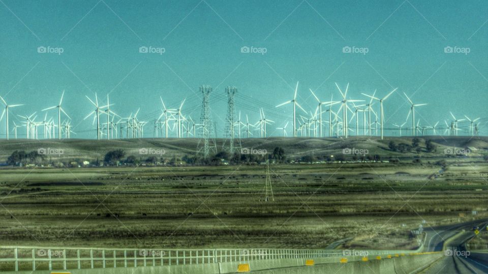 wind turbines & power lines