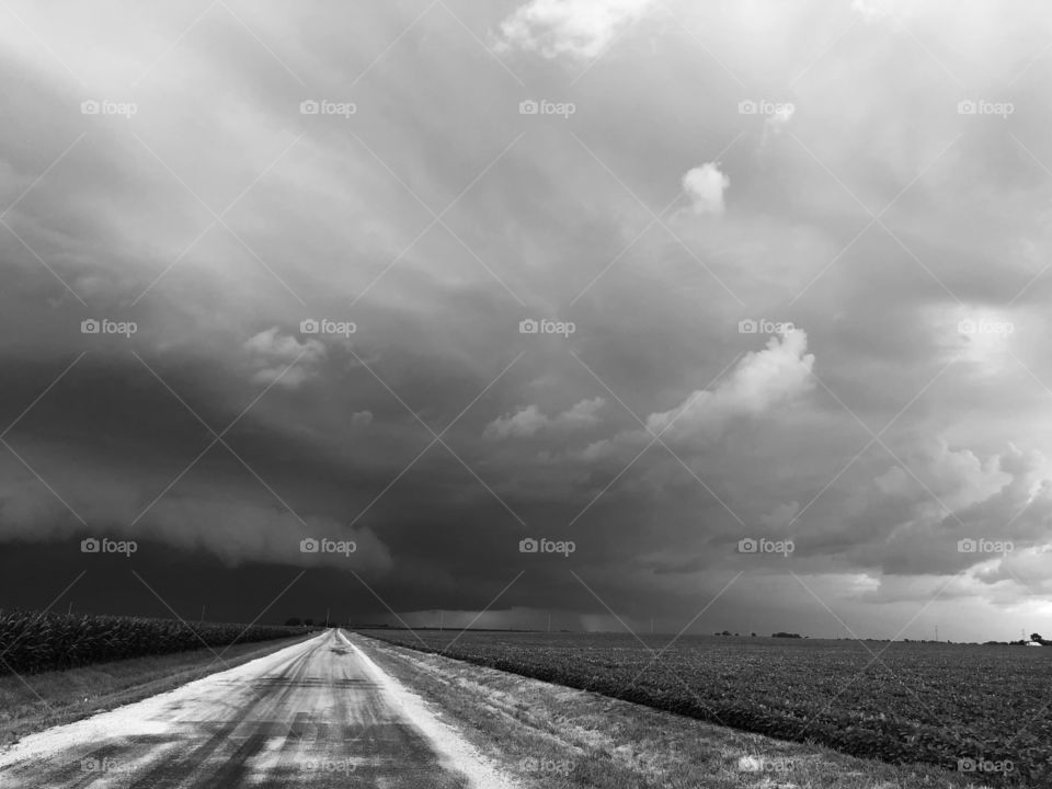 Post Apocalyptic looking storm front approaching in Noir 