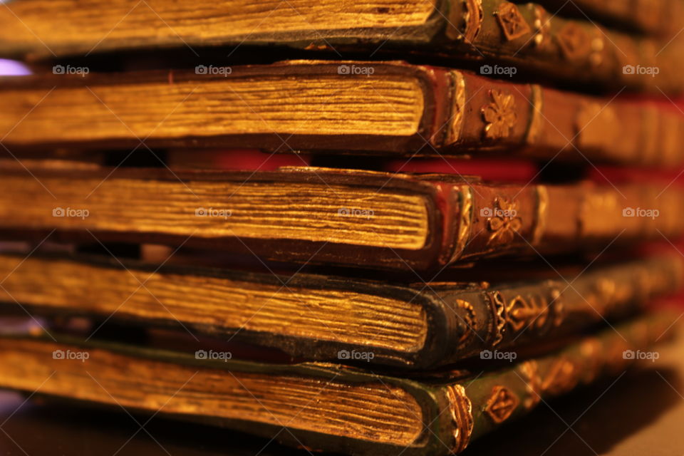 Book coasters close-up